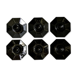 Set of 6 black egg cups