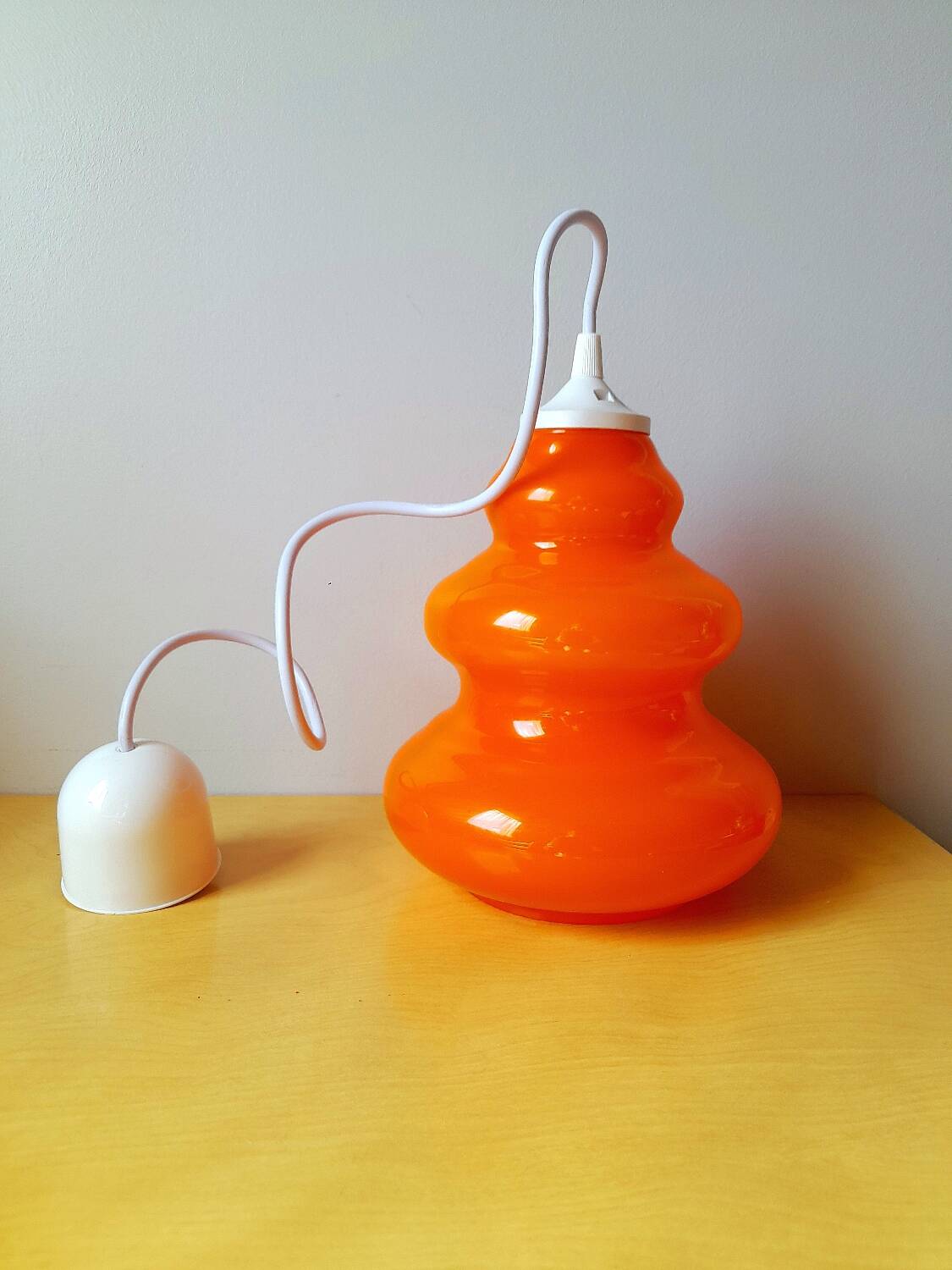 70s orange opaline pendant light