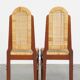 Set of 2 Wooden Art Deco Dining Chairs with Woven Cane Seat and Backrest