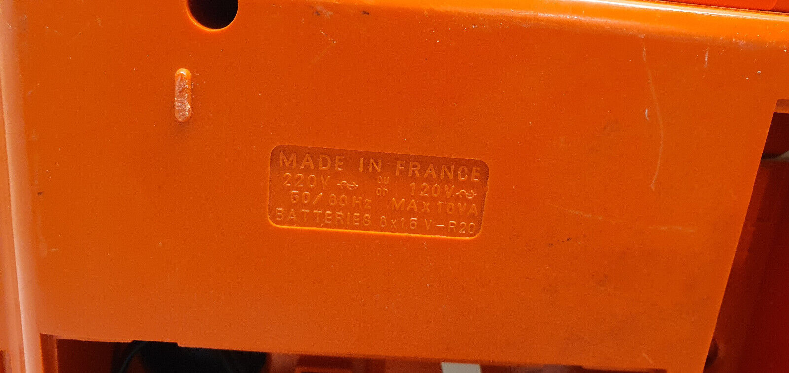 Old thomson stereo record player batteries and vintage sector orange