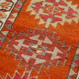 Handwoven rustic anatolian red runner carpet 93 cm x 374 cm