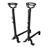 Pair of 18th century wrought iron andirons, log-carrying andirons