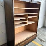 Vintage wooden compartment cabinet with rolling shutter