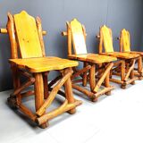 Vintage brutalist dining chairs, set of 4 - 1960s