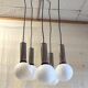 Cascade suspension with 5 chrome metal lights and opaline globes - 1970s