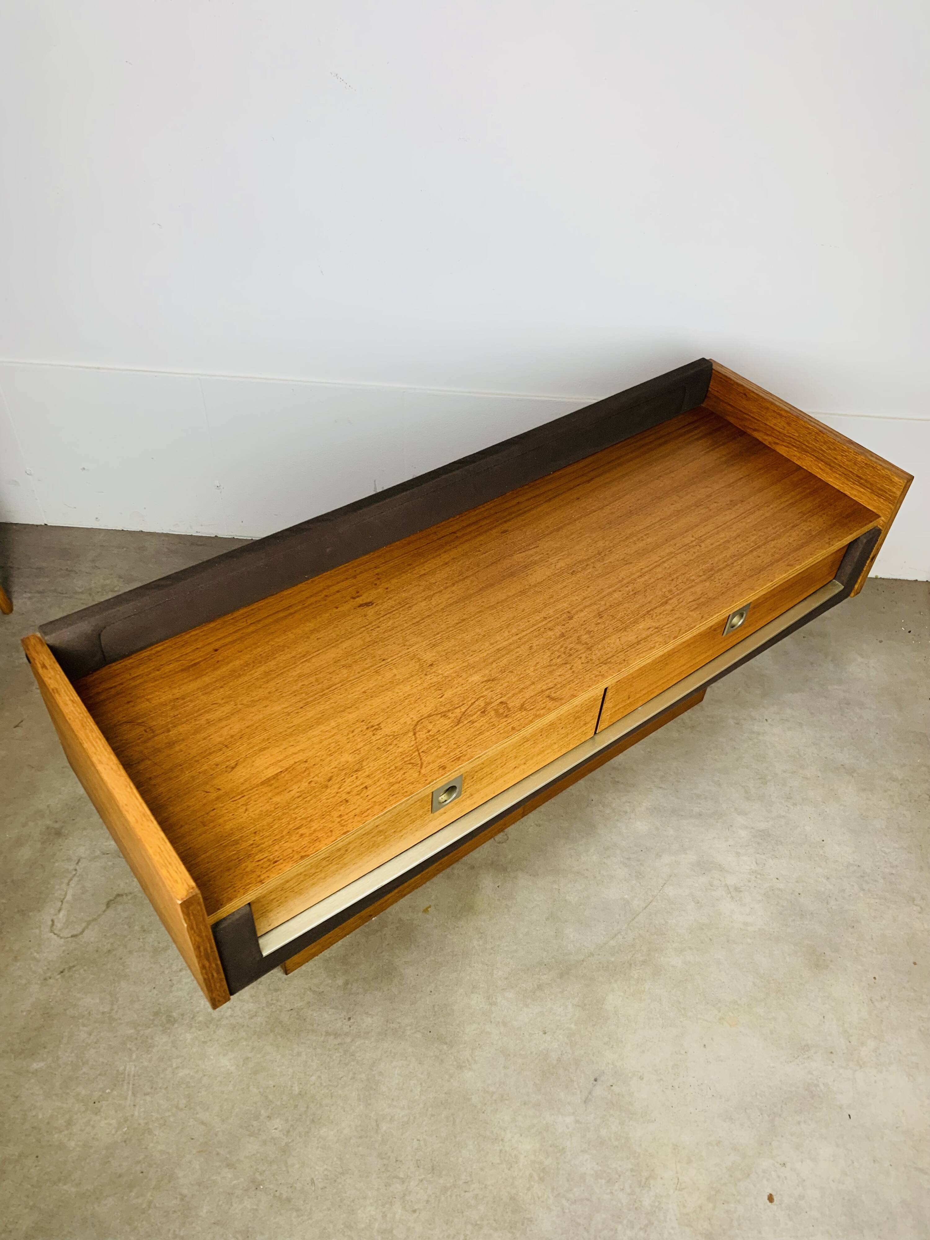 Vintage teak and aluminum sideboard, 1970s, TV stand, Scandinavian style