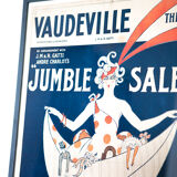 Original, framed, vintage poster, wall art, London's Vaudeville Theatre poster for the show "Jumble Sale"