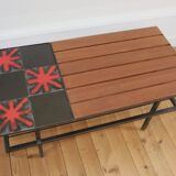 Vintage teak and ceramic coffee table 1960