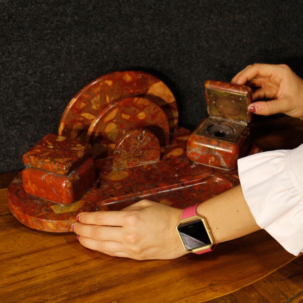 French art deco marble inkwell