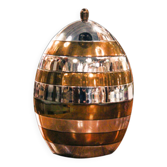 Egg-shaped ice bucket, silver and gold finish – Tommaso Barbi