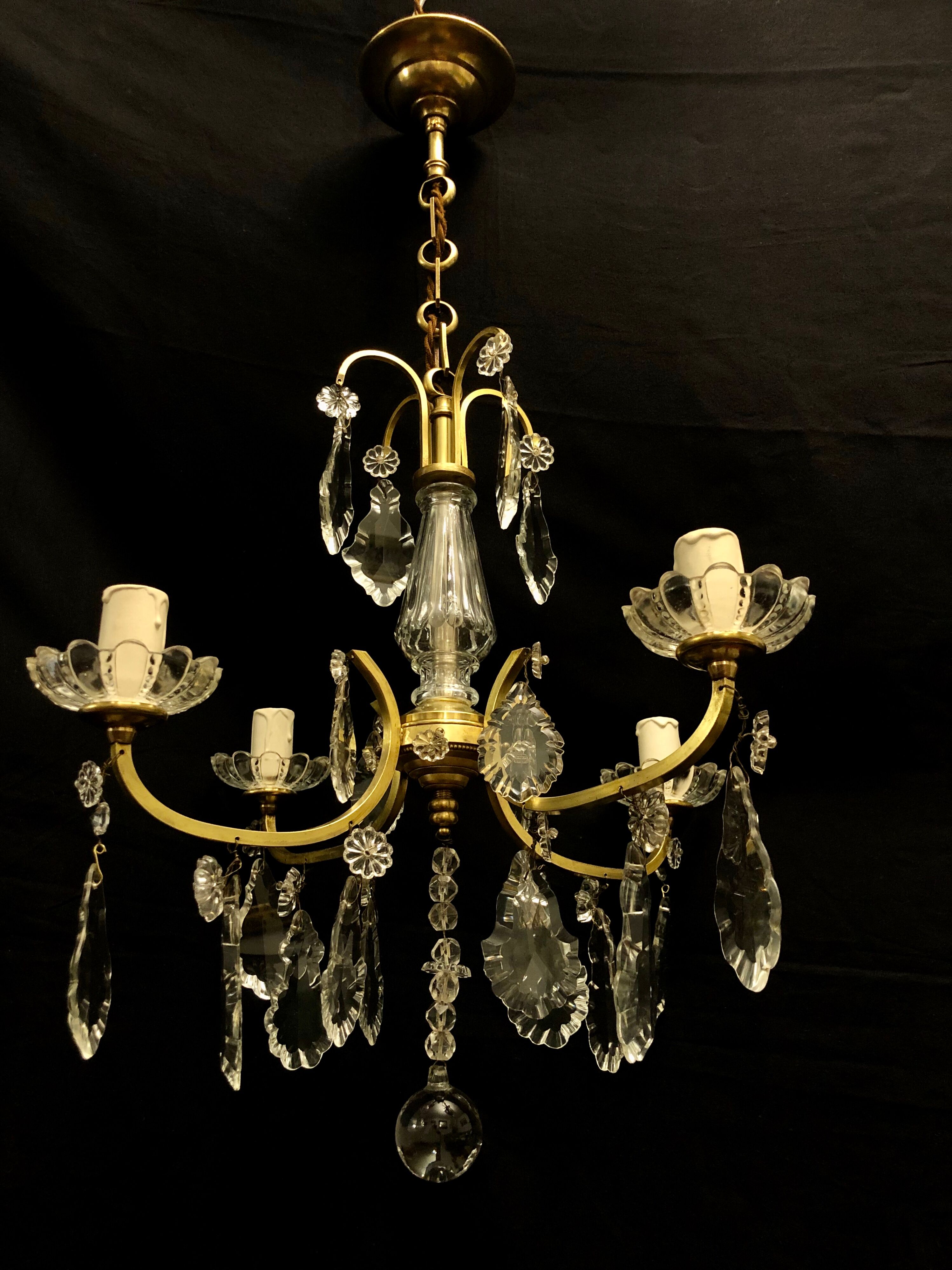 Lustre 4 lights bronze and crystal