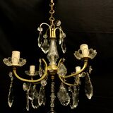 Lustre 4 lumières bronze et cristal