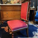 Chaise chauffeuse à haut dossier en acajou sculpté XIXe Napoléon III
