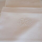 Lot de 6 serviettes anciennes monogramme "fw" blanches