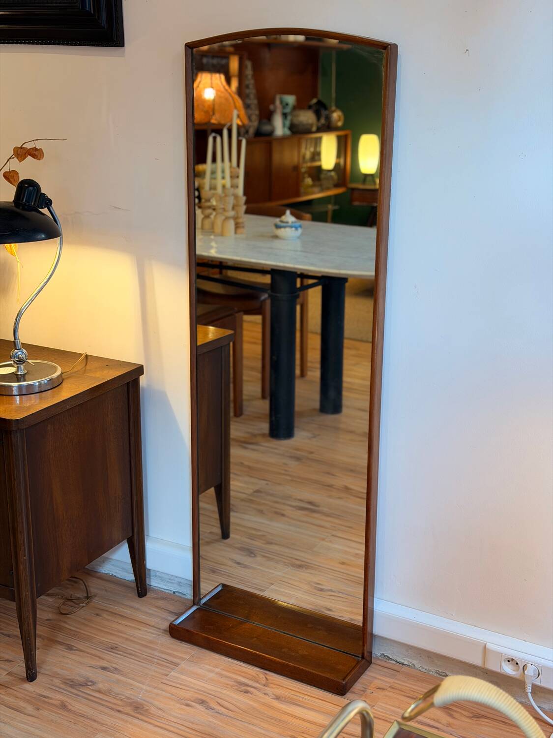 Scandinavian teak full-length mirror from the 1960s.