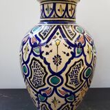 Old terracotta vase enameled painting vintage oriental style