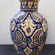 Old terracotta vase enameled painting vintage oriental style