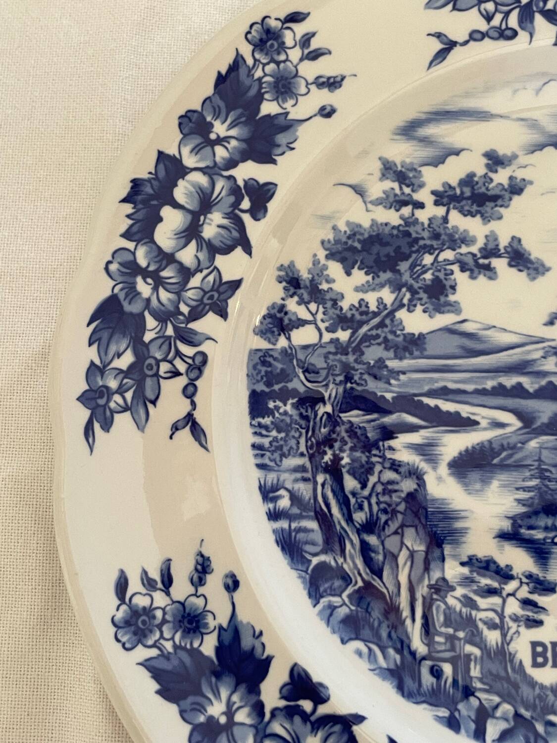 Set of 10 classic porcelain plates + 1 free – blue design