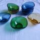 Vereco amber, blue and green glass cups set of 8