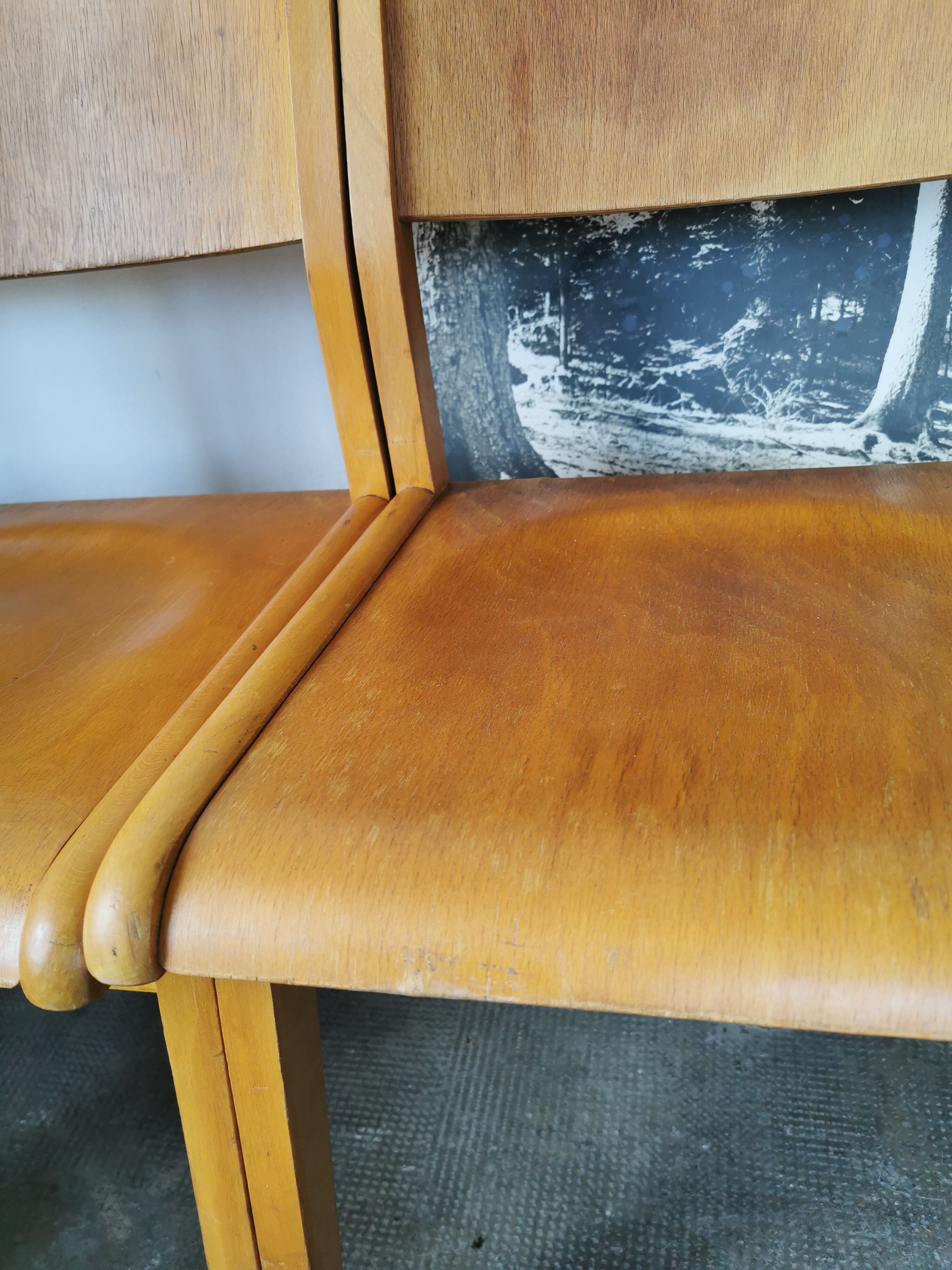 Set of 10 vintage theater chairs compass feet
