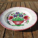 Ancienne Assiette Saint Clément : Panier de Fleurs