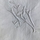 Hand embroidered pillow taie LV scalloped edge
