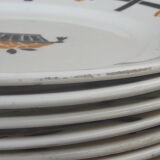 7 flat plates made of Earthenware from Badonviller DOC diam basket pattern 24 cm