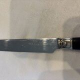 Empire-style knife set in ebony, with silver ferrules and pommels