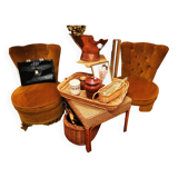 Pair of vintage ocher toad armchairs