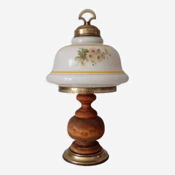 Old boat lamp brass and opaline nineteenth