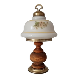 Old boat lamp brass and opaline nineteenth