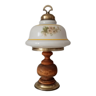 Lampe de bateau laiton et opaline XIXème