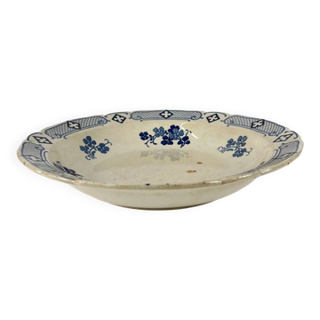 Salad bowl base Terre de Fer KG Lunéville, model "Jane", blue, 1890-1915
