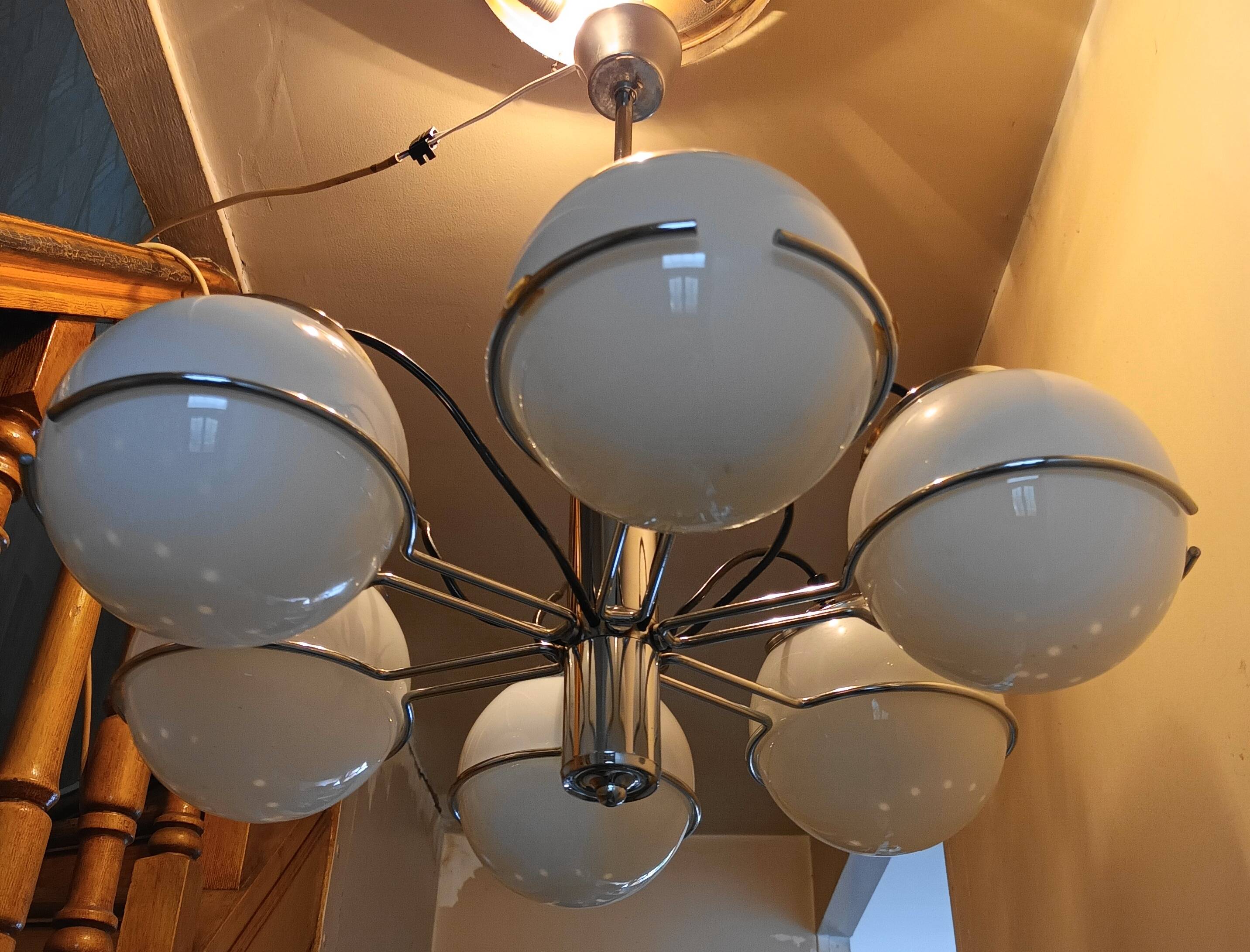 Italian Targetti Sankey chandelier from the 70s