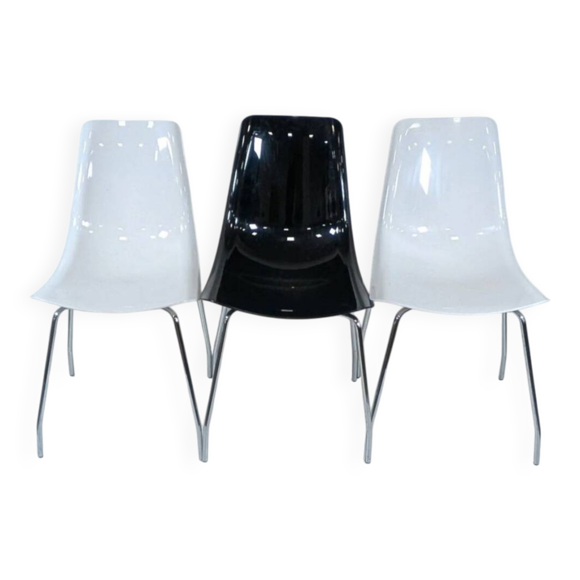 Industrial chair with fibreglass shell, chrome steel base – 1960