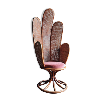 Fauteuil tulipe en rotin vintage