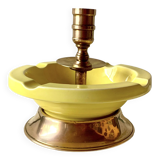 Large vintage brass and yellow glazed ceramic candle holder-ashtray