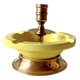 Large vintage brass and yellow glazed ceramic candle holder-ashtray