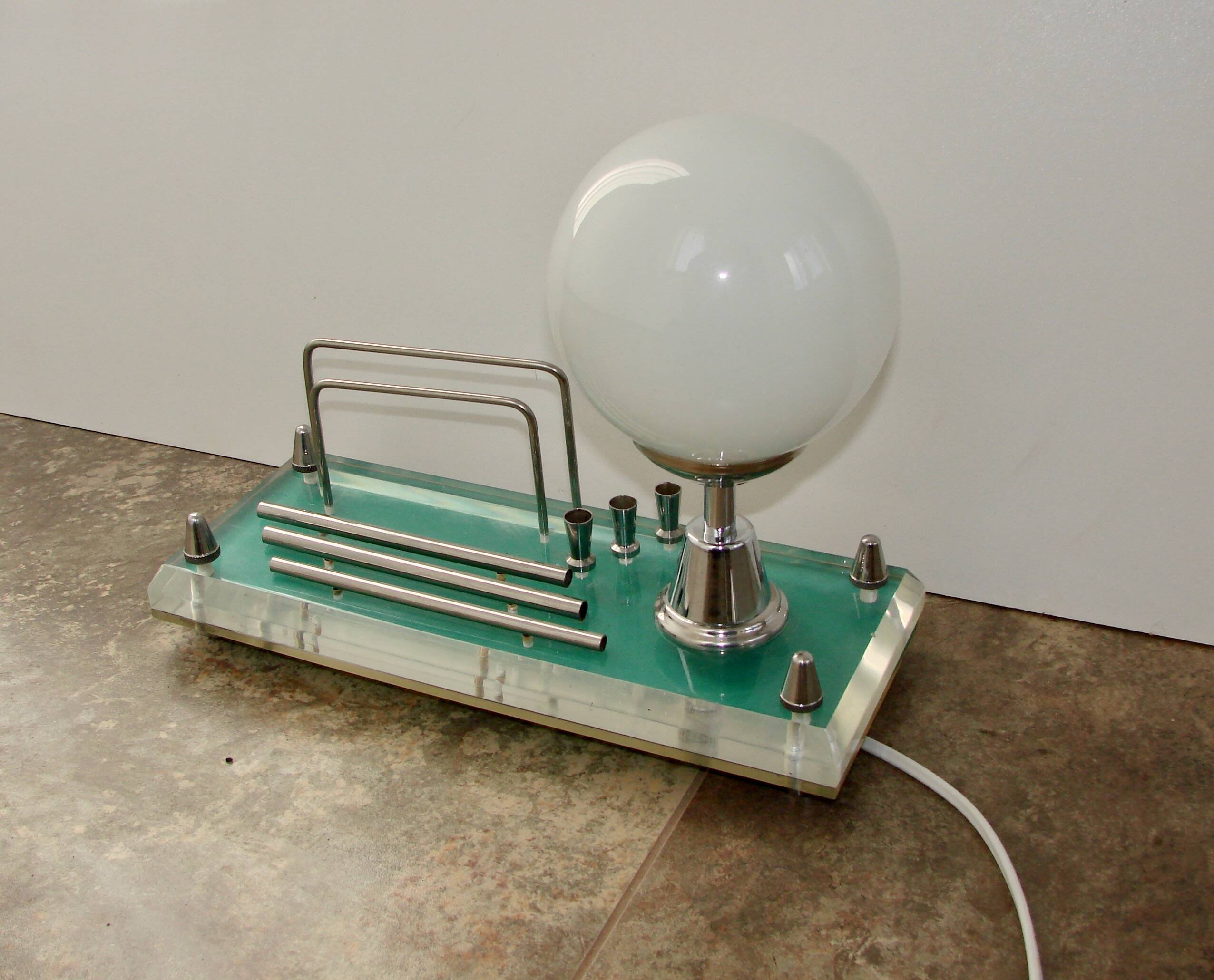 1970s lamp with storage compartment | Acrylic, metal, glass | E14 | Vintage