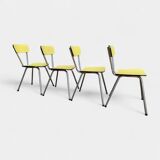 Chaises Formica jaune  pieds compas 1950