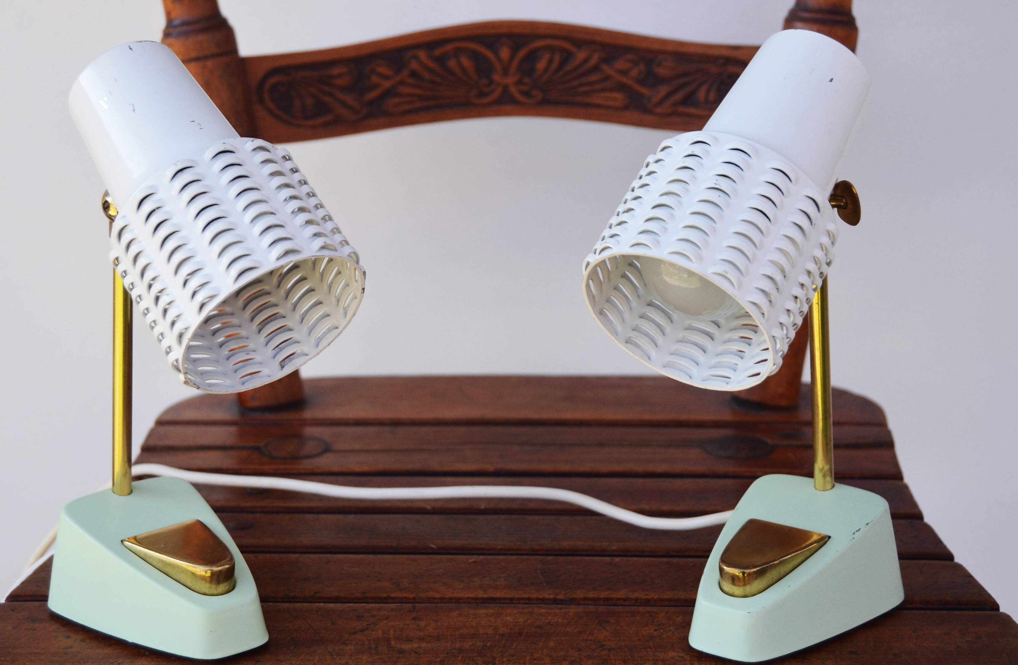 Mid century stilnovo pair bedside lamps