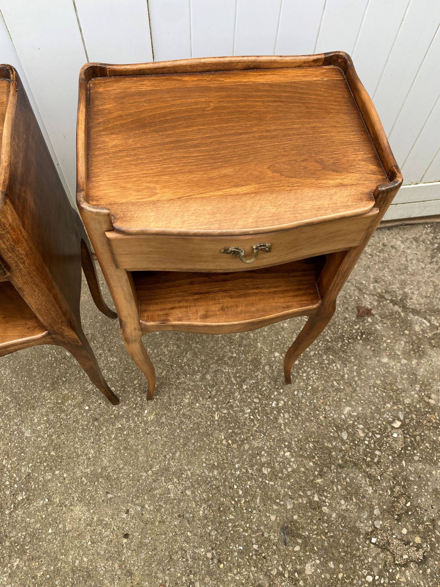 Pair of bedside tables with 1 drawer and a niche, Louis XV style