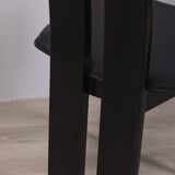 SET OF 4 VINTAGE 1970S WOOD AND LEATHER CHAIRS DESIGN P COSTANTINO FOR ELLO