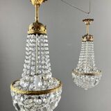 Pair of bronze and crystal chandelier pendants, late 19th century.