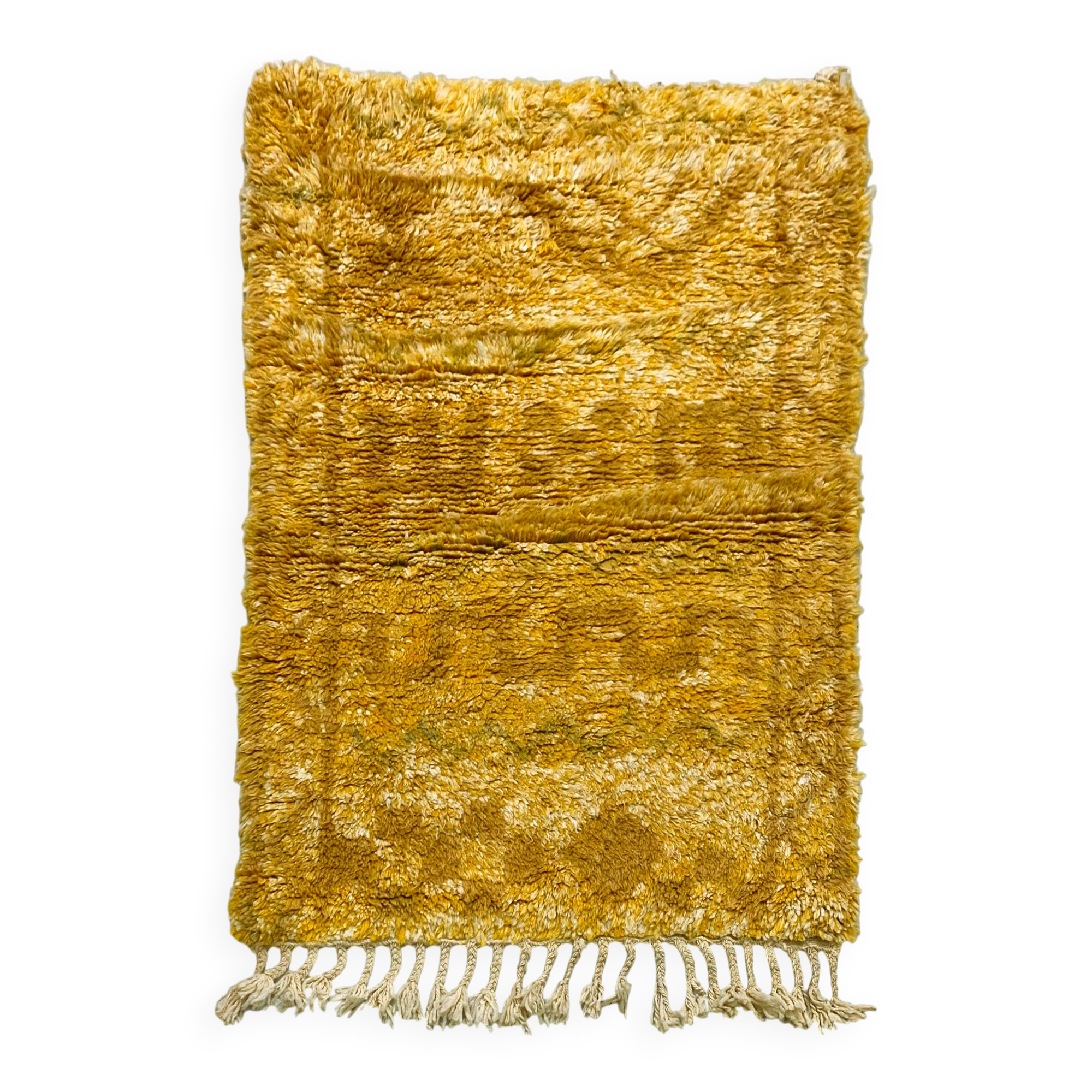 Ochre Berber Beni Ouarain rug with ethnic patterns, 1.45x1.07m