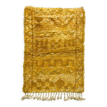 Ochre Berber Beni Ouarain rug with ethnic patterns, 1.45x1.07m