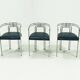 Set of 3 Chromed Steel Dining Chairs, France 1970s