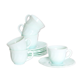 6 cups set and under cups in water green opaline