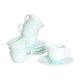 6 cups set and under cups in water green opaline
