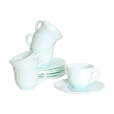 Set de 6 tasses et sous tasses en opaline vert d'eau